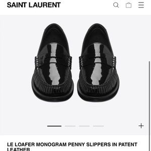 Saint Laurent Patent Leather Monogram Penny Le Loafer